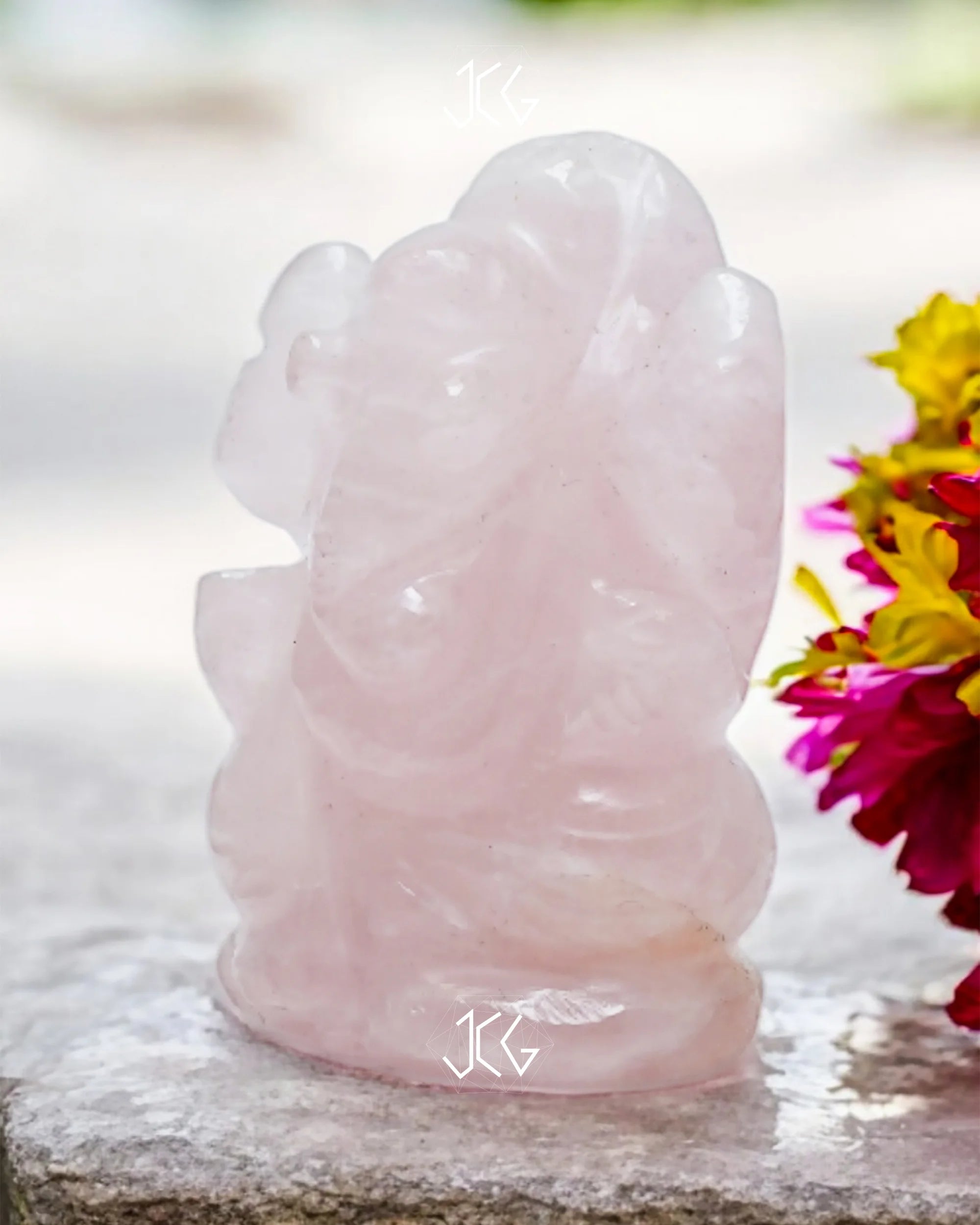 Rose Quartz Ganesha Small Jaipur Crystal Gems